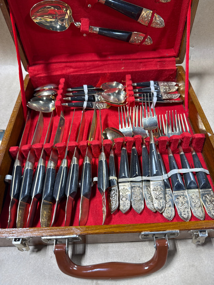 Siam Buddhist Flatware With Case- 32 Pieces (B)