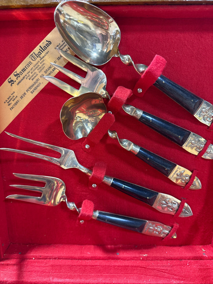 Siam Buddhist Flatware With Case- 33 Pieces (A)