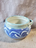 Signed Glazed Pottery Trinket Bowl with Handle