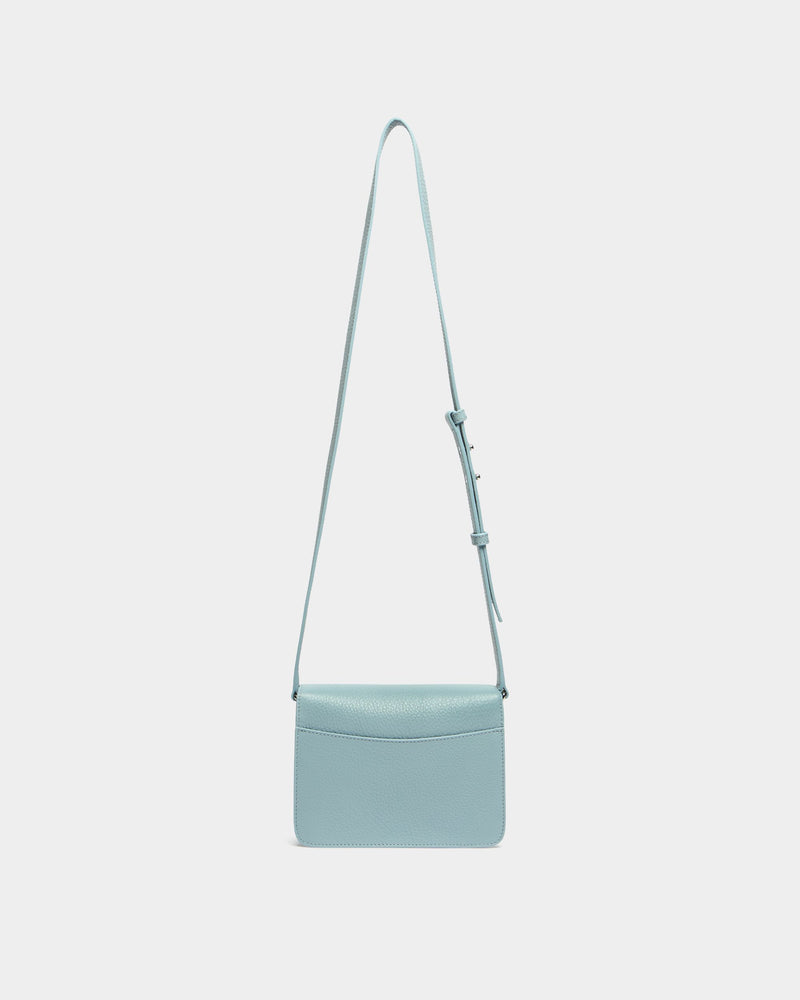 Small Crossbody Bag In Light Blue Grained leather