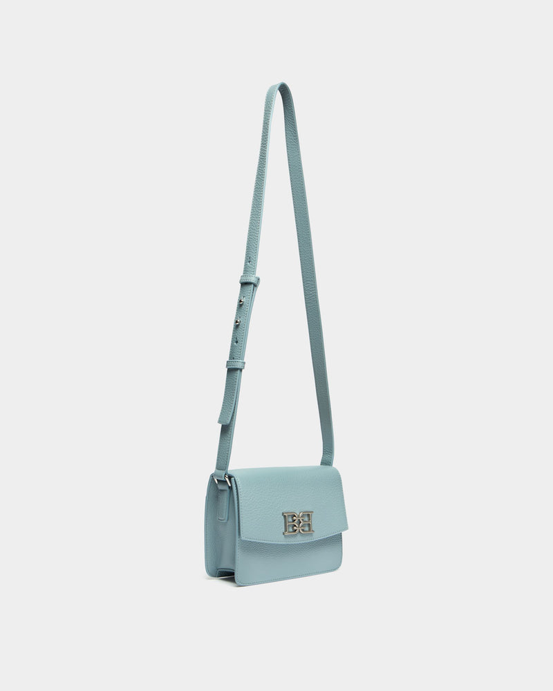 Small Crossbody Bag In Light Blue Grained leather