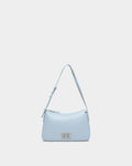 Small Shoulder Bag In Light Blue Grained leather