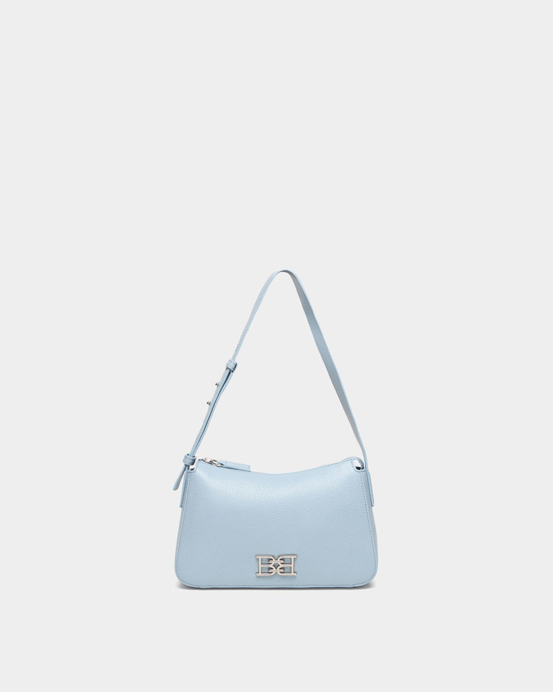 Small Shoulder Bag In Light Blue Grained leather