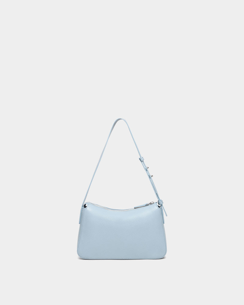 Small Shoulder Bag In Light Blue Grained leather