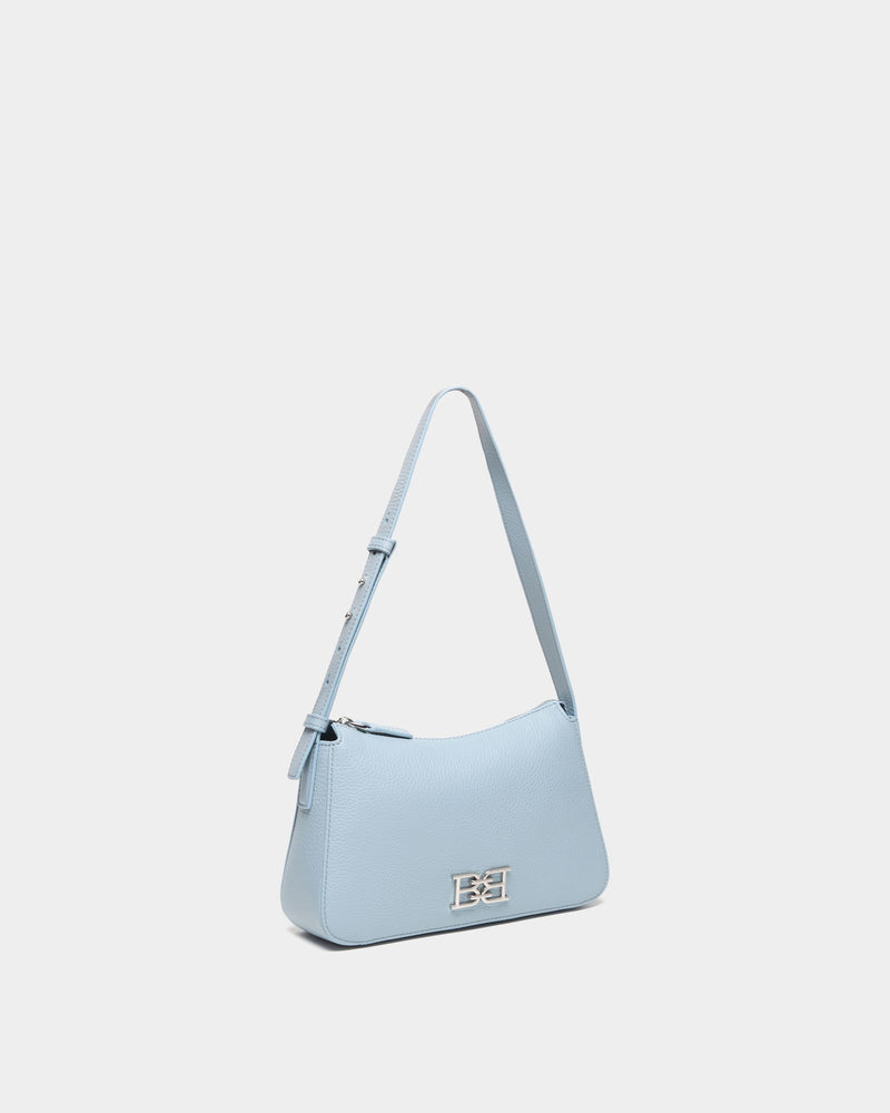 Small Shoulder Bag In Light Blue Grained leather