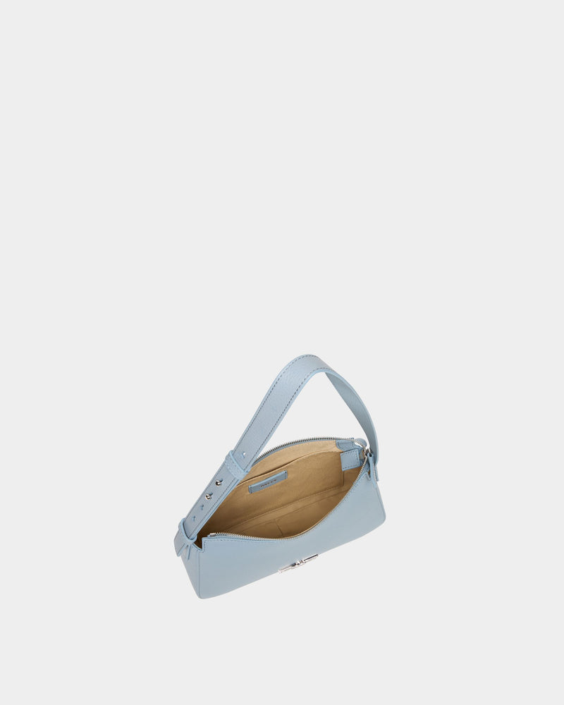 Small Shoulder Bag In Light Blue Grained leather