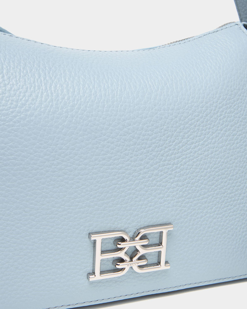 Small Shoulder Bag In Light Blue Grained leather