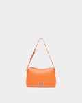 Small Shoulder Bag In Orange Grained Leather