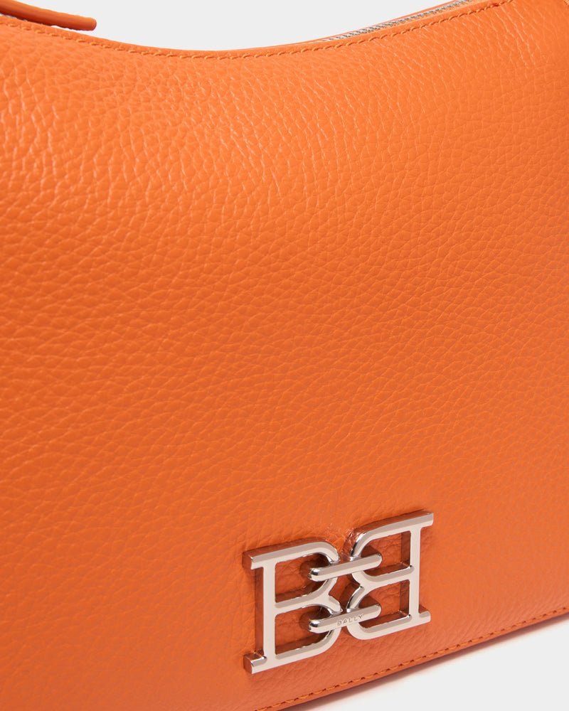 Small Shoulder Bag In Orange Grained Leather