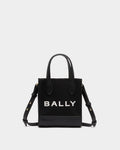 Small Tote Bag In Black Canvas and Leather