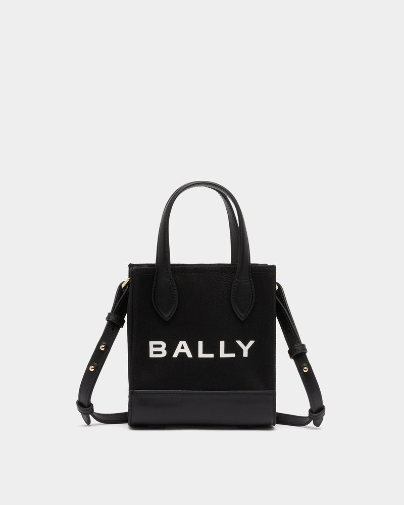 Small Tote Bag In Black Canvas and Leather