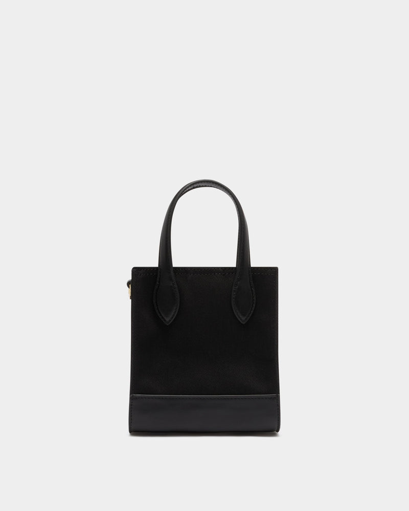 Small Tote Bag In Black Canvas and Leather