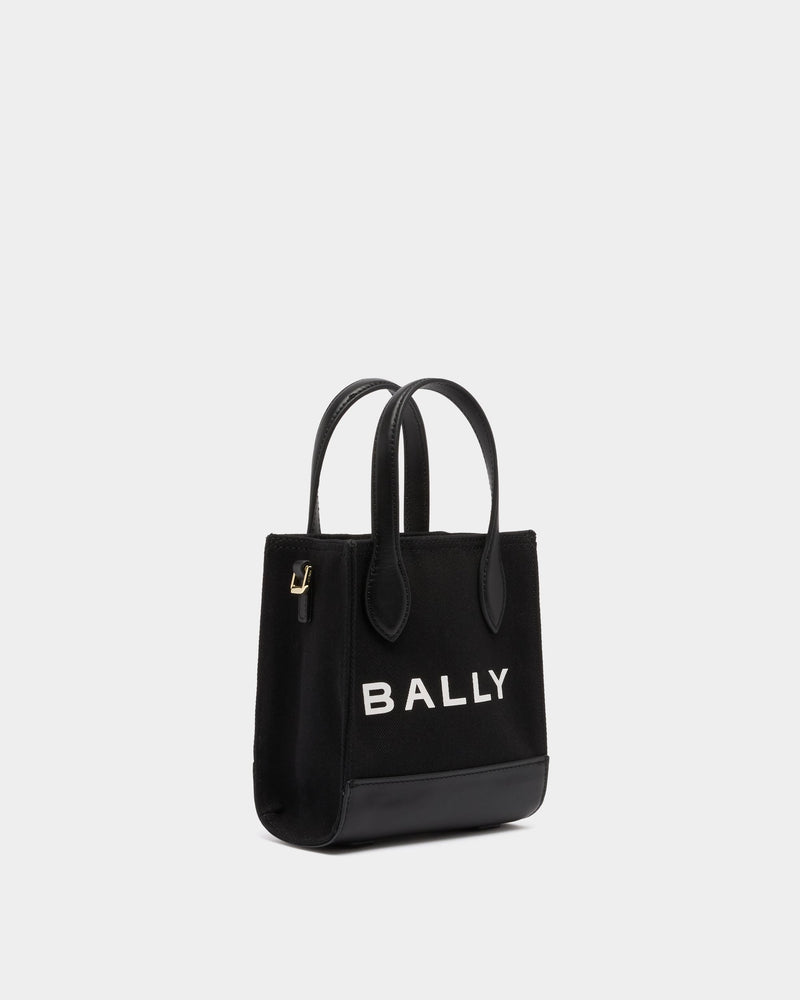Small Tote Bag In Black Canvas and Leather