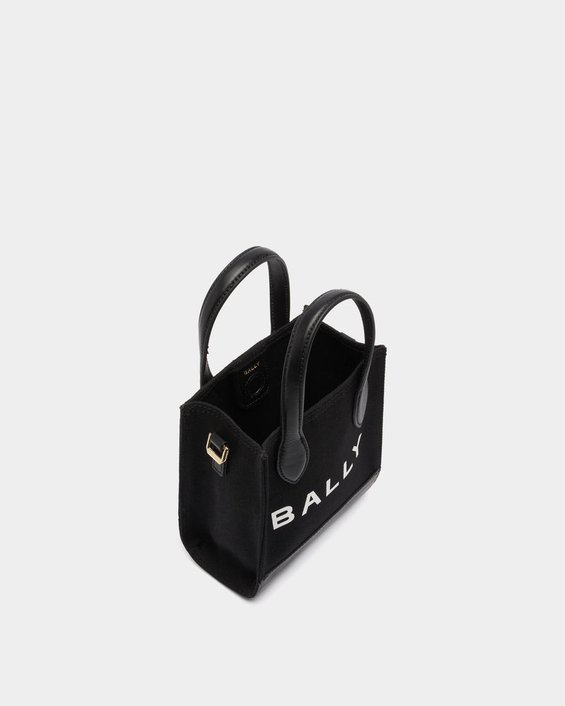 Small Tote Bag In Black Canvas and Leather