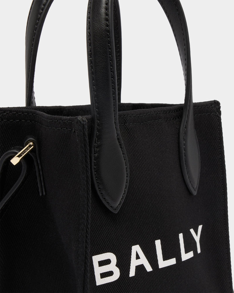 Small Tote Bag In Black Canvas and Leather