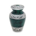 Small/Keepsake 3 Cubic Inches Green & Silver Funeral Cremation Urn for Ashes