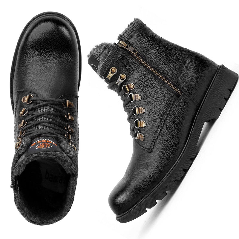 waterproof boots for men, mens snow boots, high top boots, genuine leather boots