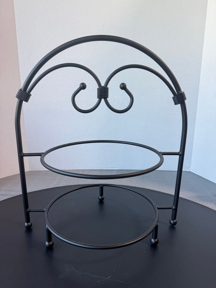 Southern Living Black Wrought Iron 2-Tier Dessert Stand