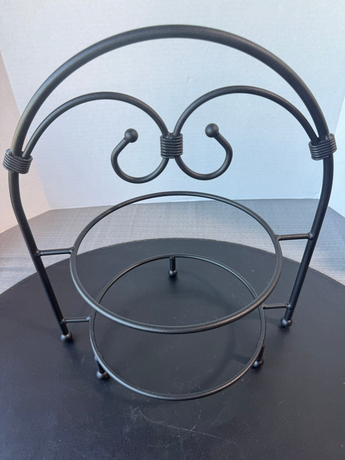 Southern Living Black Wrought Iron 2-Tier Dessert Stand