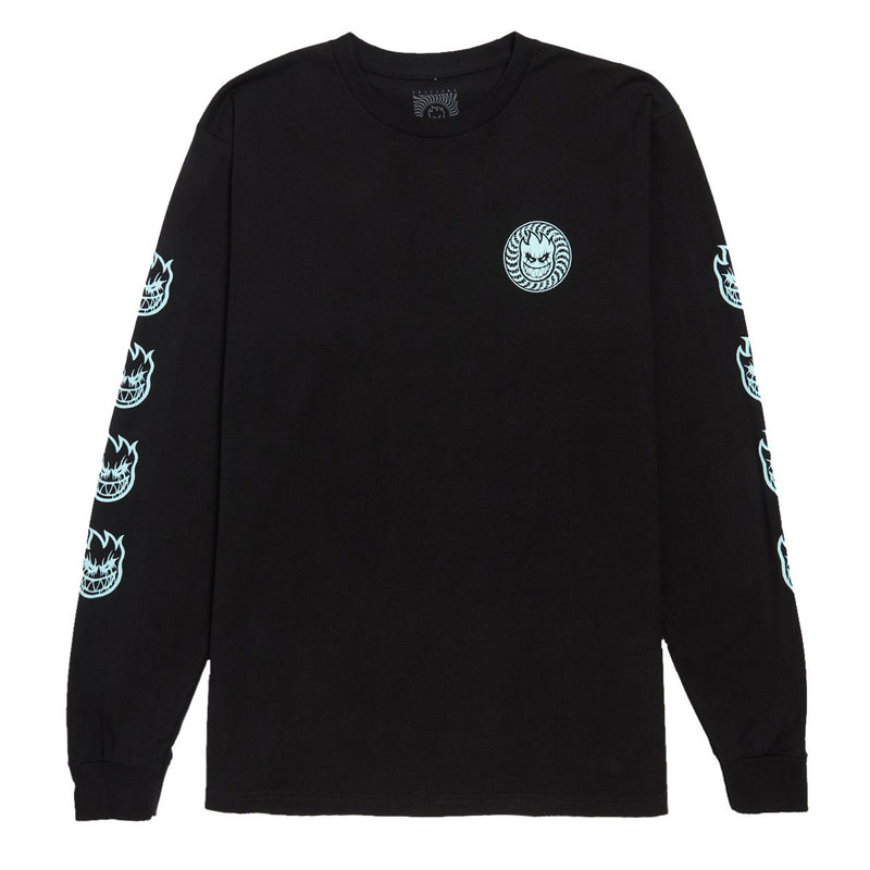 Spitfire Deathmask Classic Long Sleeve T-Shirt - Black/Glow