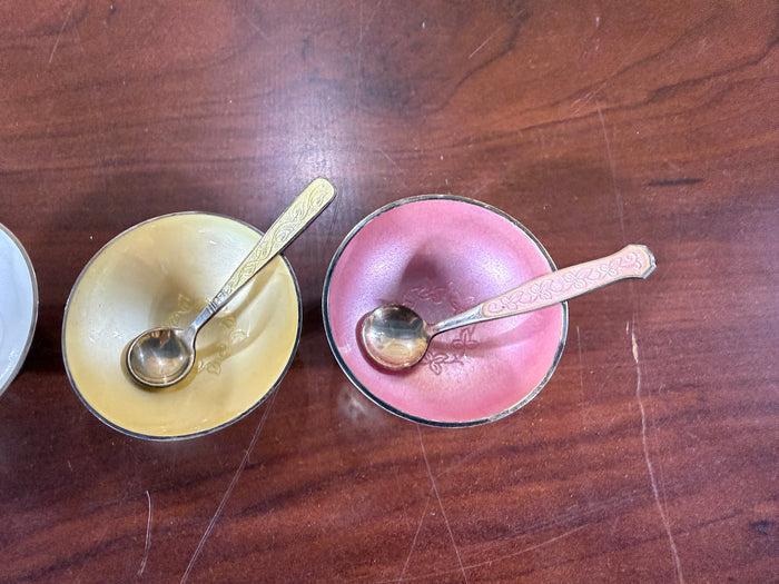 Sterling Meka Mid Century Modern Denmark Salt Cellars with 2 Spoons