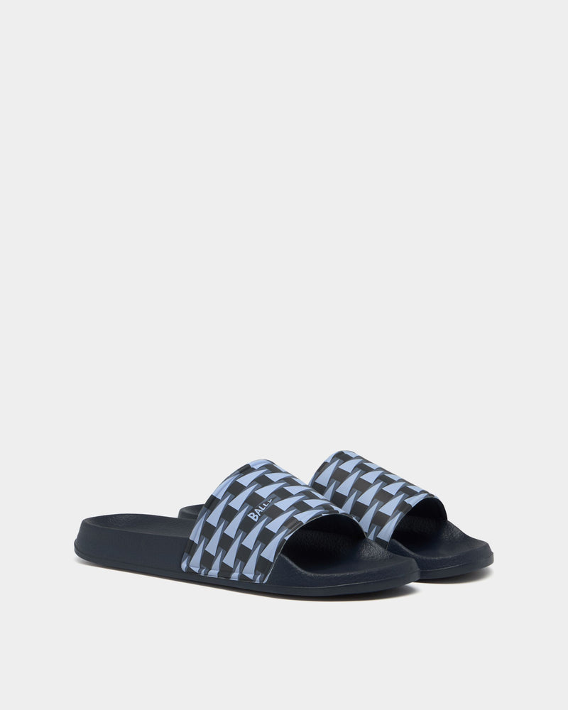 Summer Slide In Blue Rubber and Faux Leather