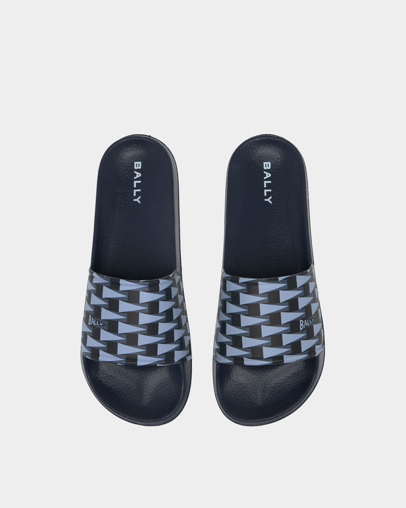 Summer Slide In Blue Rubber and Faux Leather
