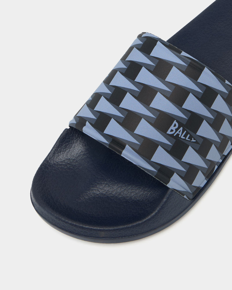 Summer Slide In Blue Rubber and Faux Leather