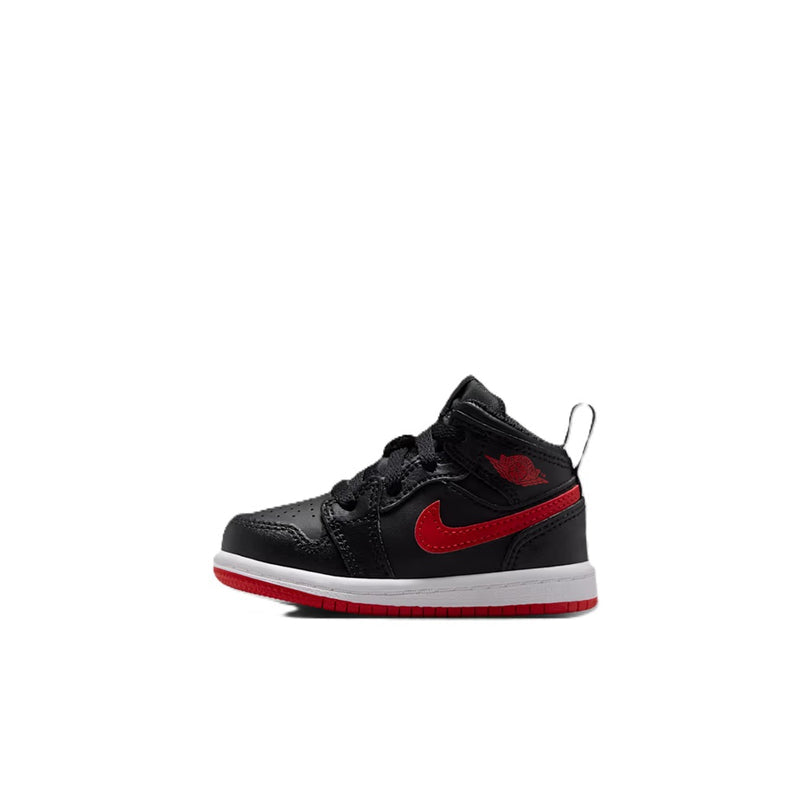 Toddler's Jordan 1 Mid Black/University Red-White (DQ8425 005)