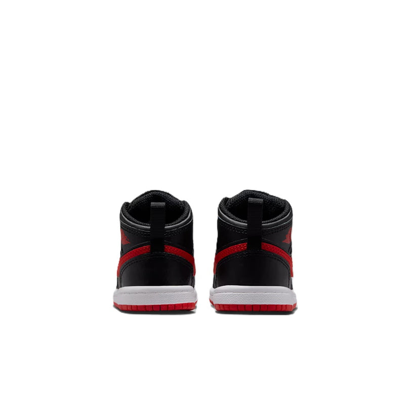 Toddler's Jordan 1 Mid Black/University Red-White (DQ8425 005)