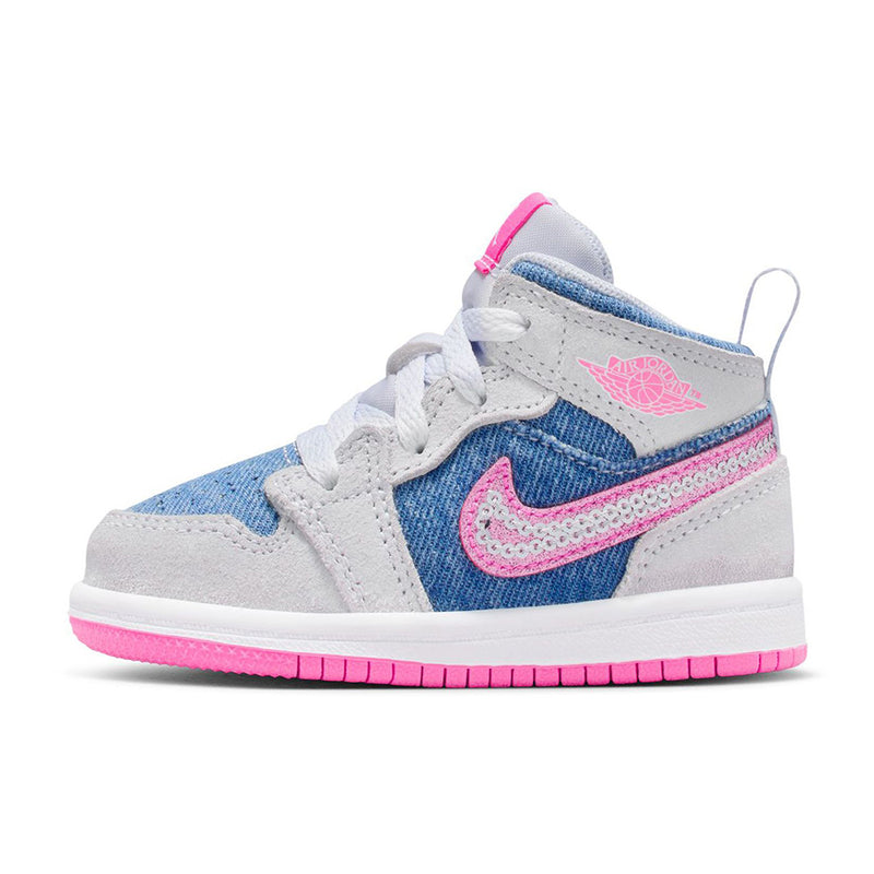 Toddler's Jordan 1 Mid SE "Denim" Cobalt Bliss/Pink Glow-White (HQ2000 400)