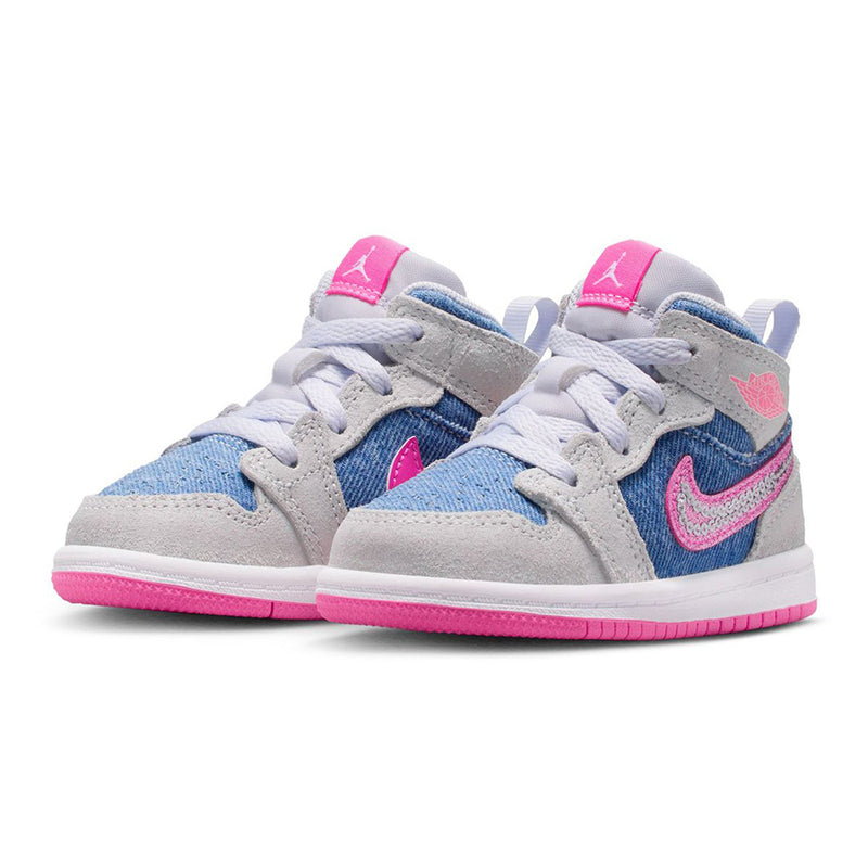 Toddler's Jordan 1 Mid SE "Denim" Cobalt Bliss/Pink Glow-White (HQ2000 400)
