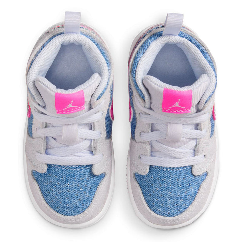 Toddler's Jordan 1 Mid SE "Denim" Cobalt Bliss/Pink Glow-White (HQ2000 400)