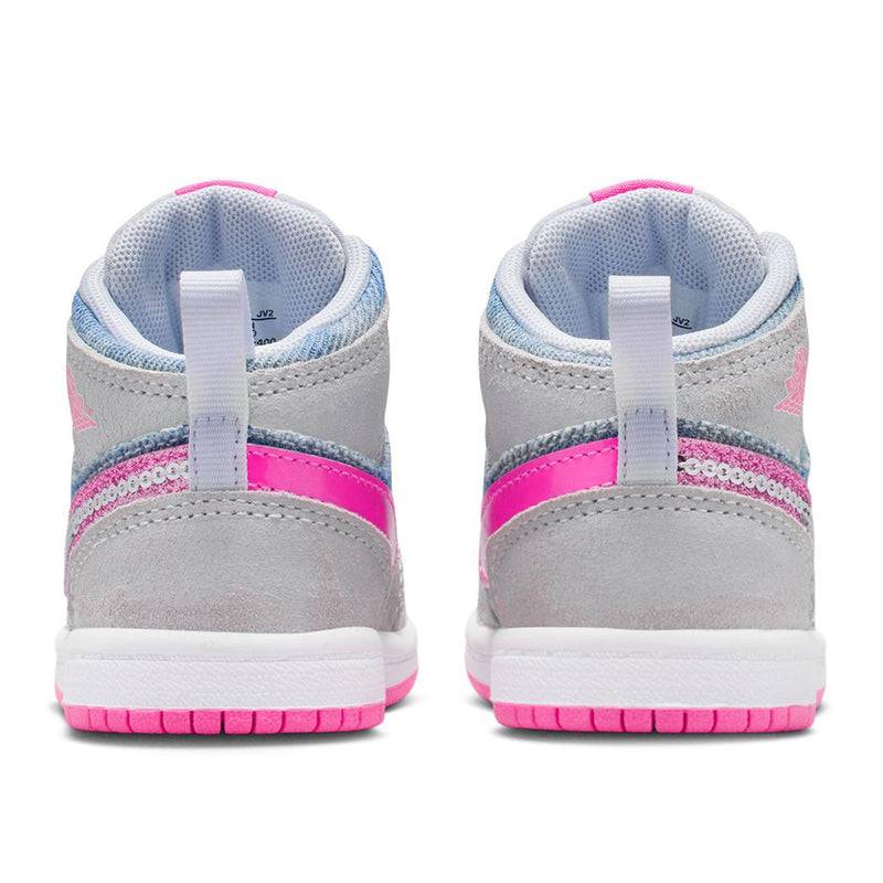 Toddler's Jordan 1 Mid SE "Denim" Cobalt Bliss/Pink Glow-White (HQ2000 400)
