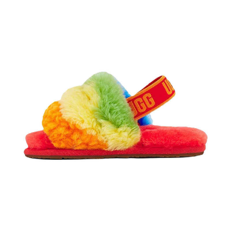 Toddler's UGG Fluff Yeah Slide Cali Collage Rainbow Stripes (1119841T-RSTR)