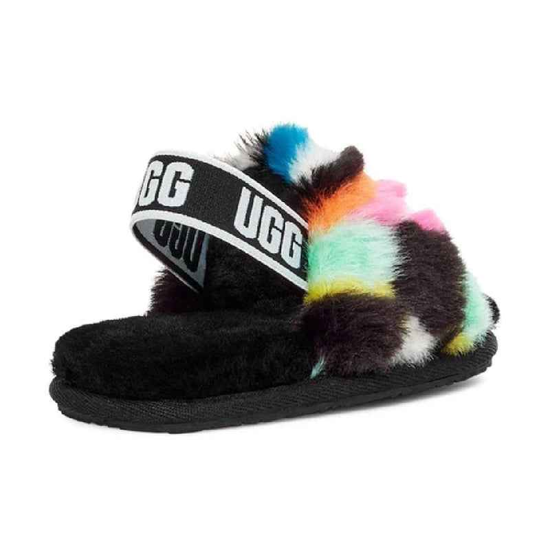 Toddler's UGG Fluff Yeah Slide Checks Black Multi (1130391T-BLKM)