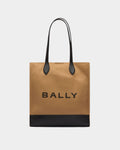Tote Bag In Beige Canvas and Leather