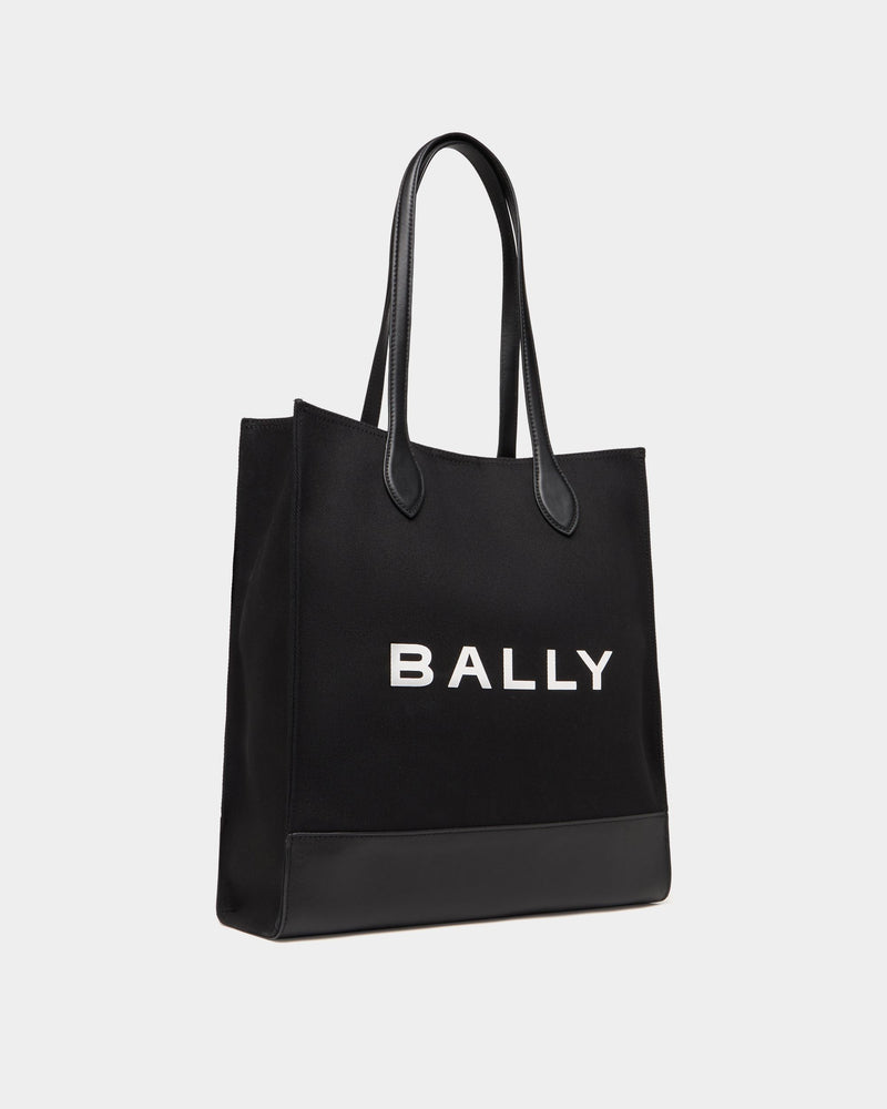 Tote Bag In Black Canvas and Leather