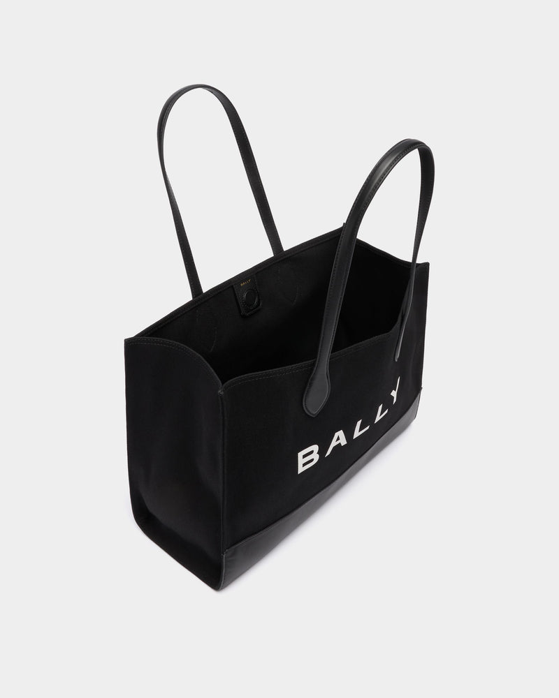 Tote Bag In Black Canvas and Leather