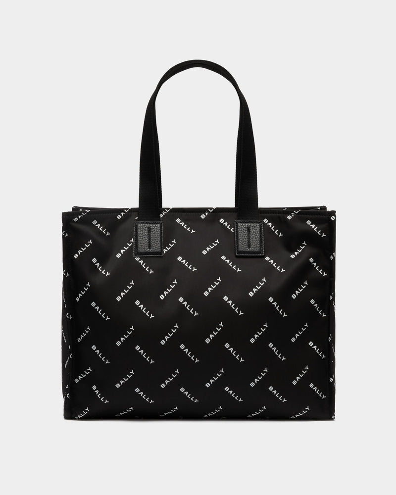 Tote Bag In Black Nylon With a Chevron Logo Print