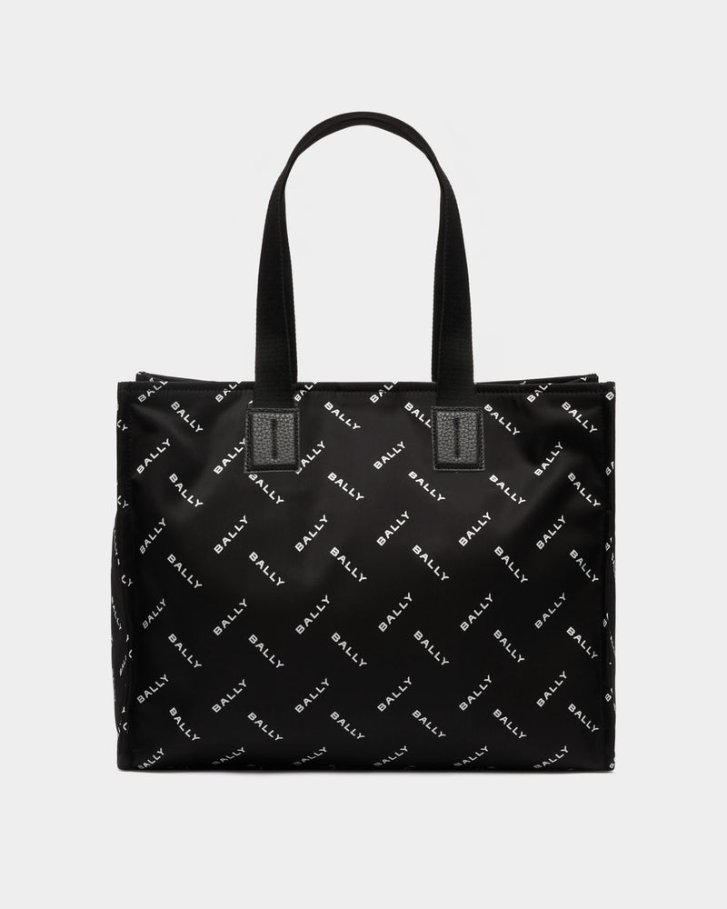 Tote Bag In Black Nylon With a Chevron Logo Print