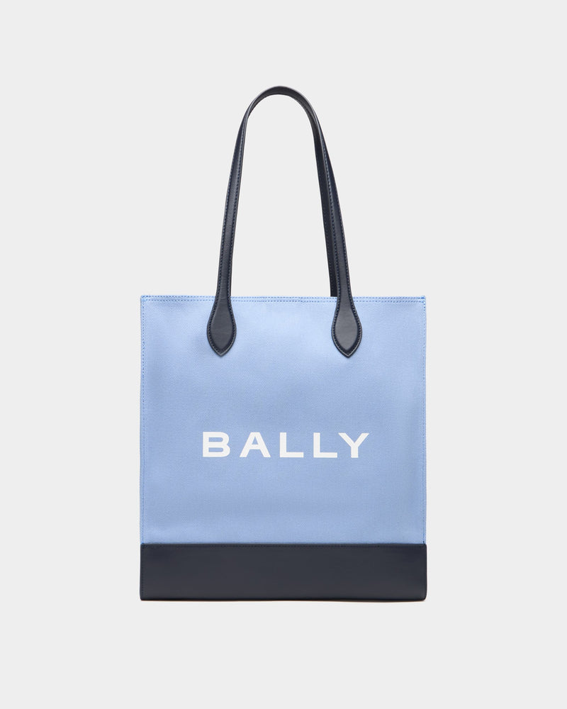 Tote Bag In Blue Canvas and Leather