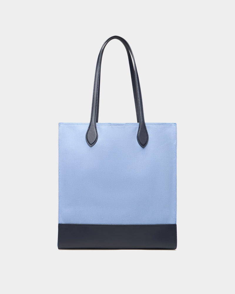 Tote Bag In Blue Canvas and Leather