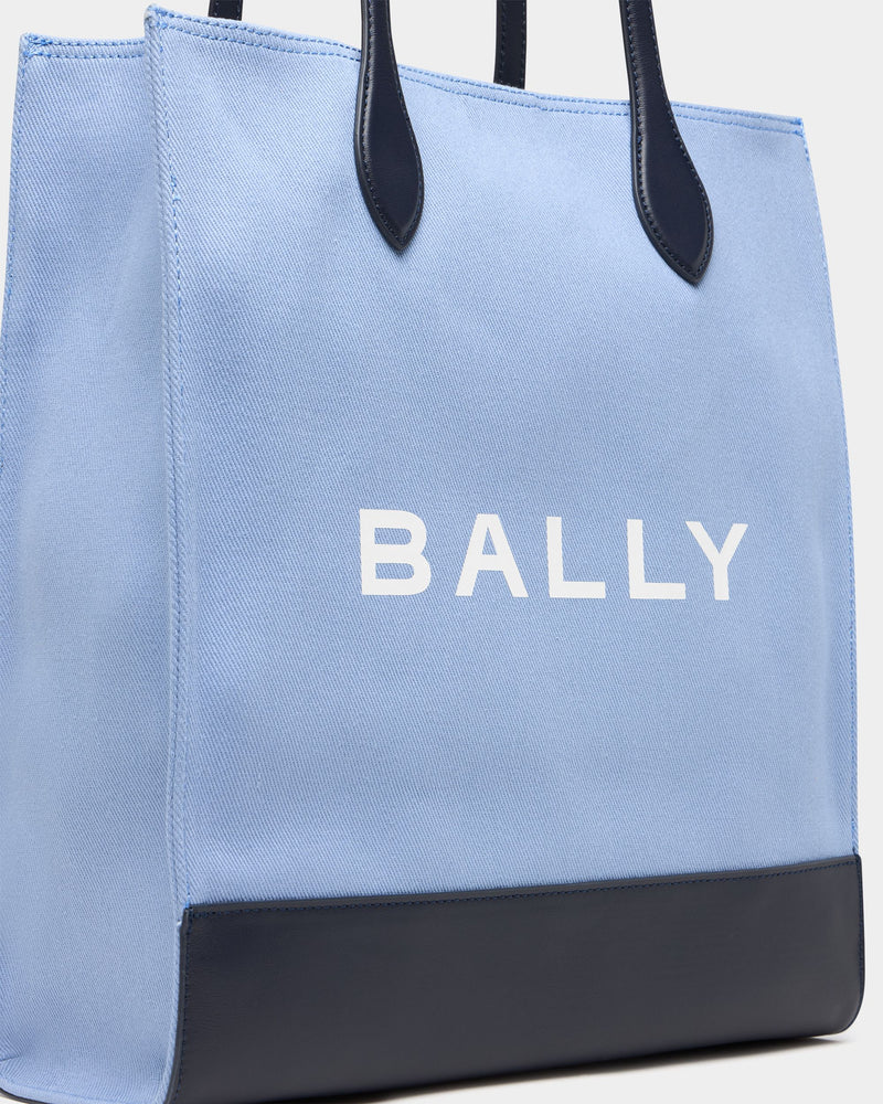 Tote Bag In Blue Canvas and Leather