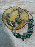 Trio of Blue Accented Silver Tone Bracelets