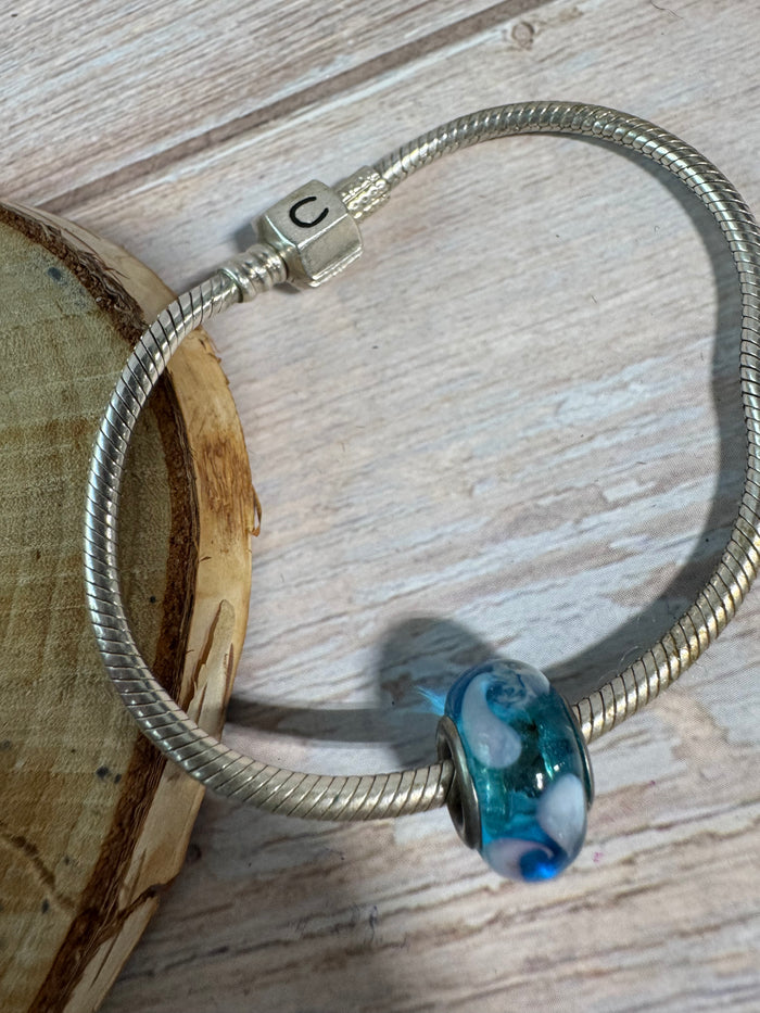 Trio of Blue Accented Silver Tone Bracelets