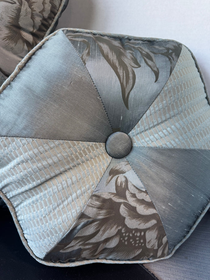 Trio of Matching Dusty Blue Throw Pillows