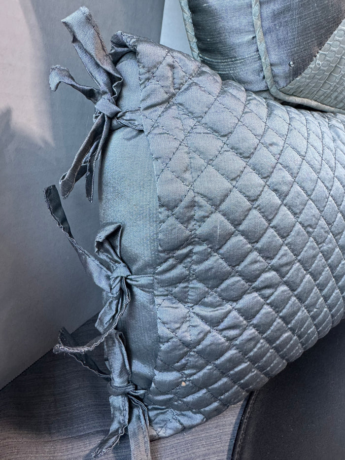 Trio of Matching Dusty Blue Throw Pillows