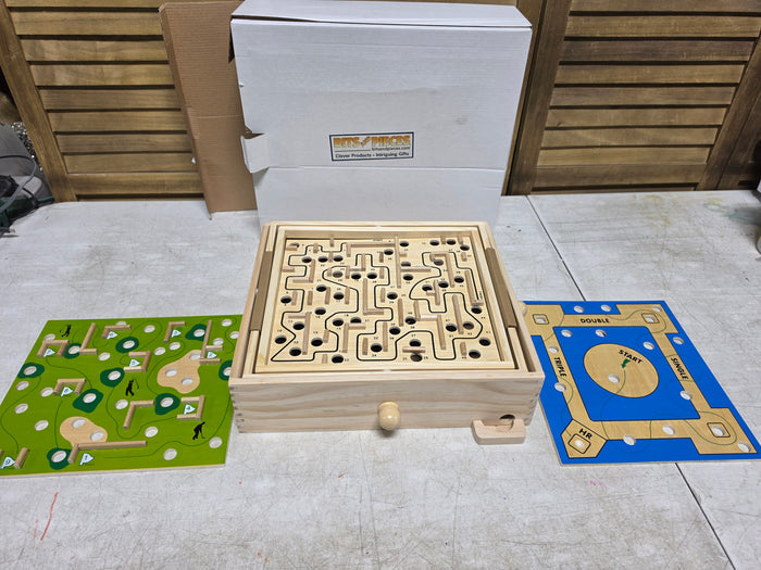 Triple Labyrinth Box Game (Three Interchangeable Plates)