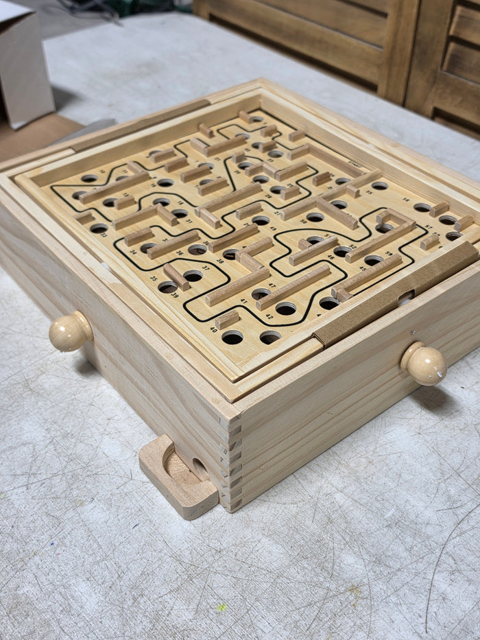Triple Labyrinth Box Game (Three Interchangeable Plates)